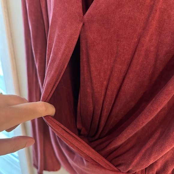 Deletta Red Long Sleeve Wrap Blouse - Picture 2 of 6